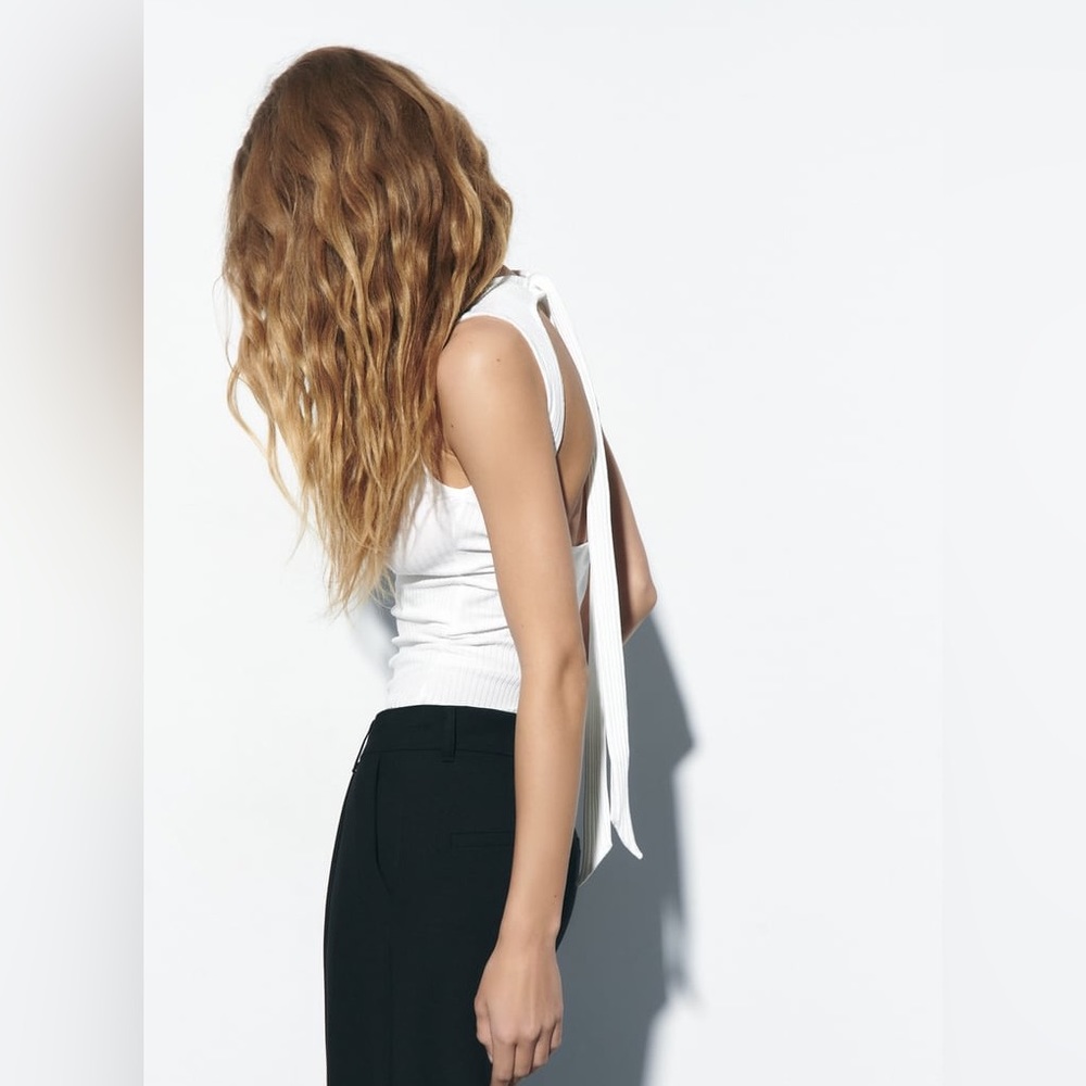 Zara Open back Ribbed Top NWT